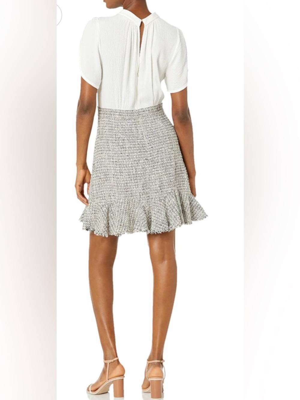 Rebecca Taylor petal sleeve silk and Tweed dress 4 - Picture 2 of 11
